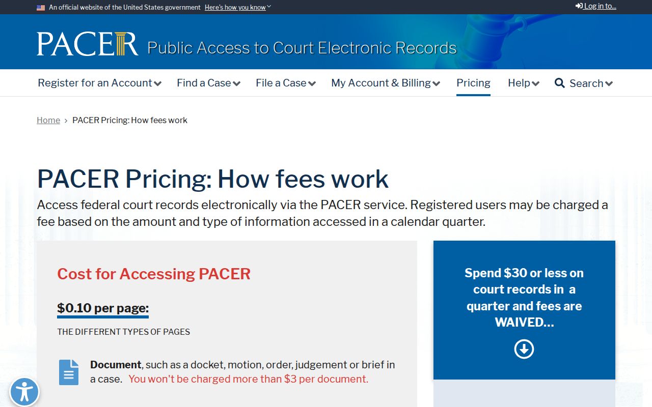 Brookville court docket boundary with official PACER federal pricing