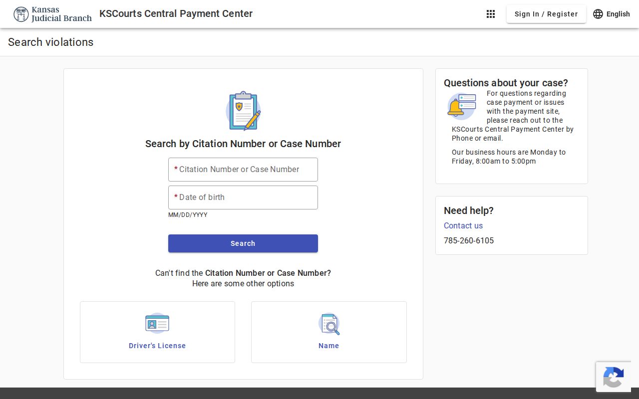 Saline County traffic court records Central Payment Center search